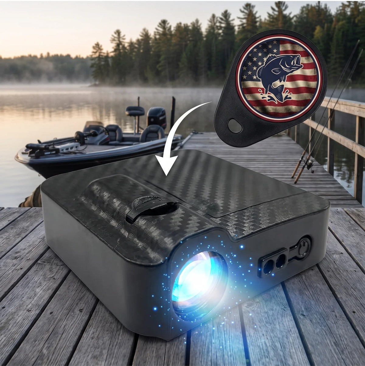 AnglerBeam Fishing Car Door Light - American Bass design