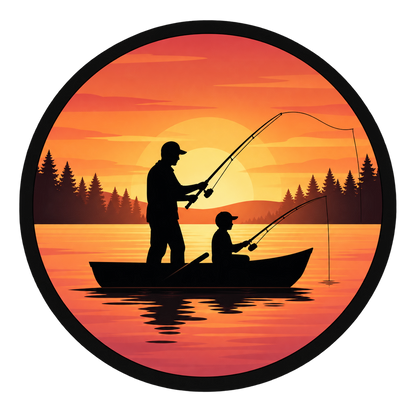 Father & Son Sunset clean circular AnglerBeam design