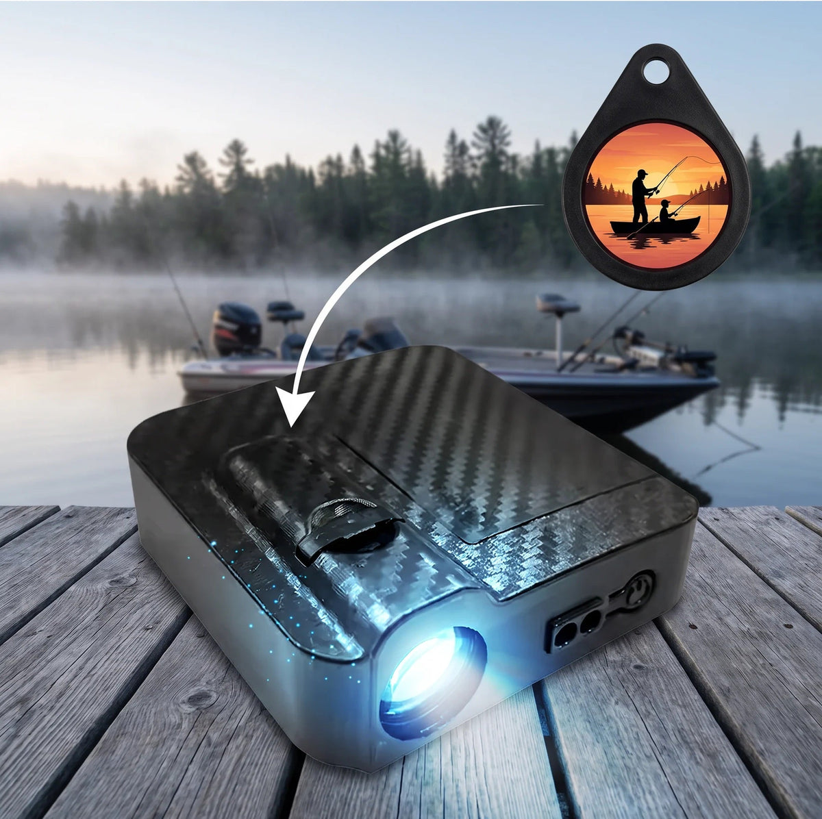 AnglerBeam Fishing Car Door Light - Father & Son Sunset design