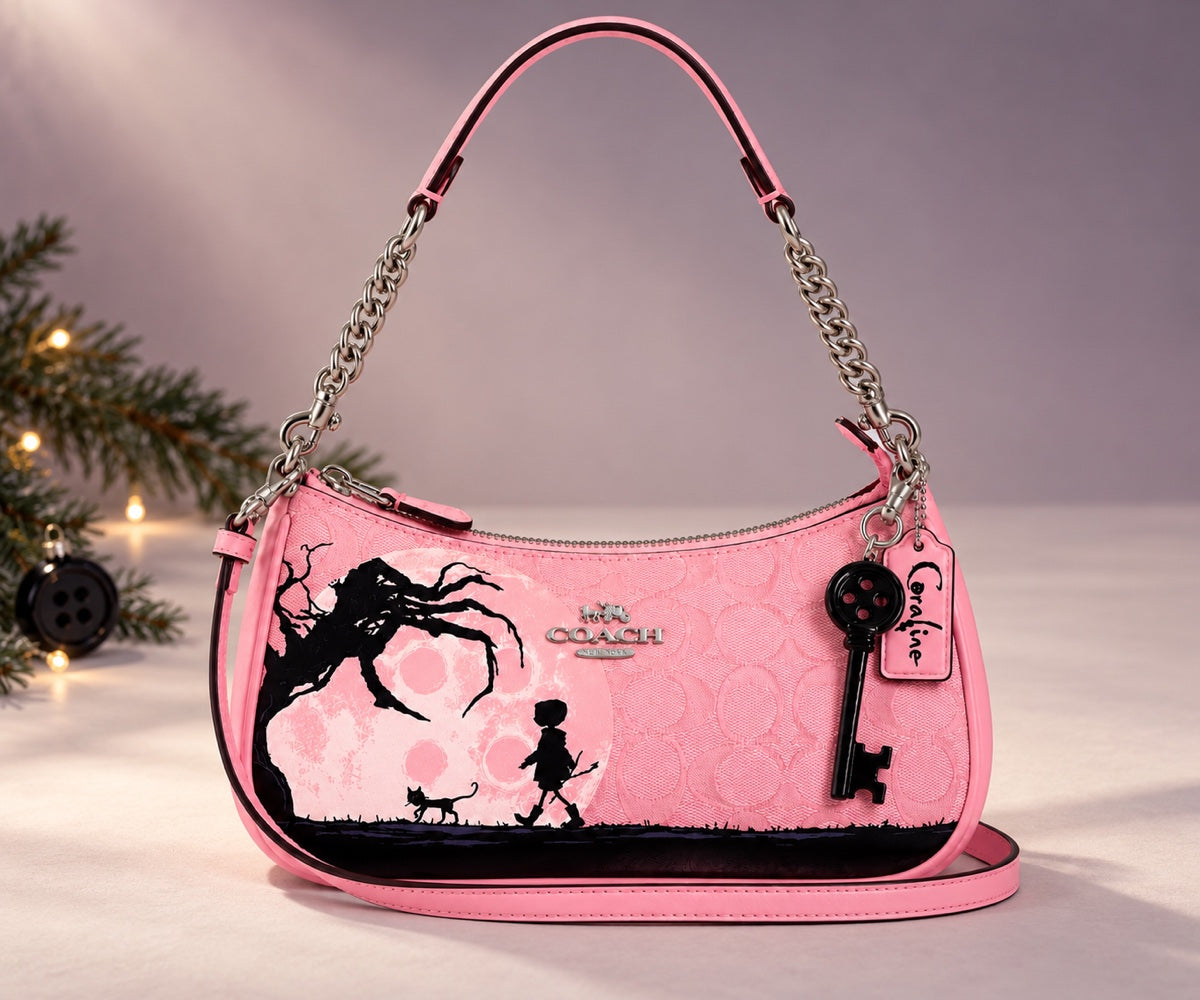Coraline Teri Bag in Blush Pink on a minimal Christmas studio backdrop