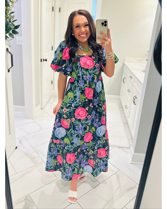 Floral Bow Midi Dress