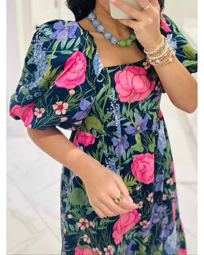 Floral Bow Midi Dress