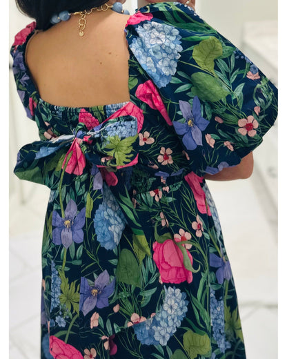 Floral Bow Midi Dress