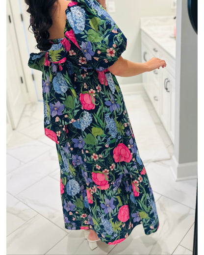 Floral Bow Midi Dress