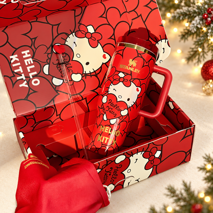 Sweet Hearts tumbler gift set with original box, straw and red fabric pouch